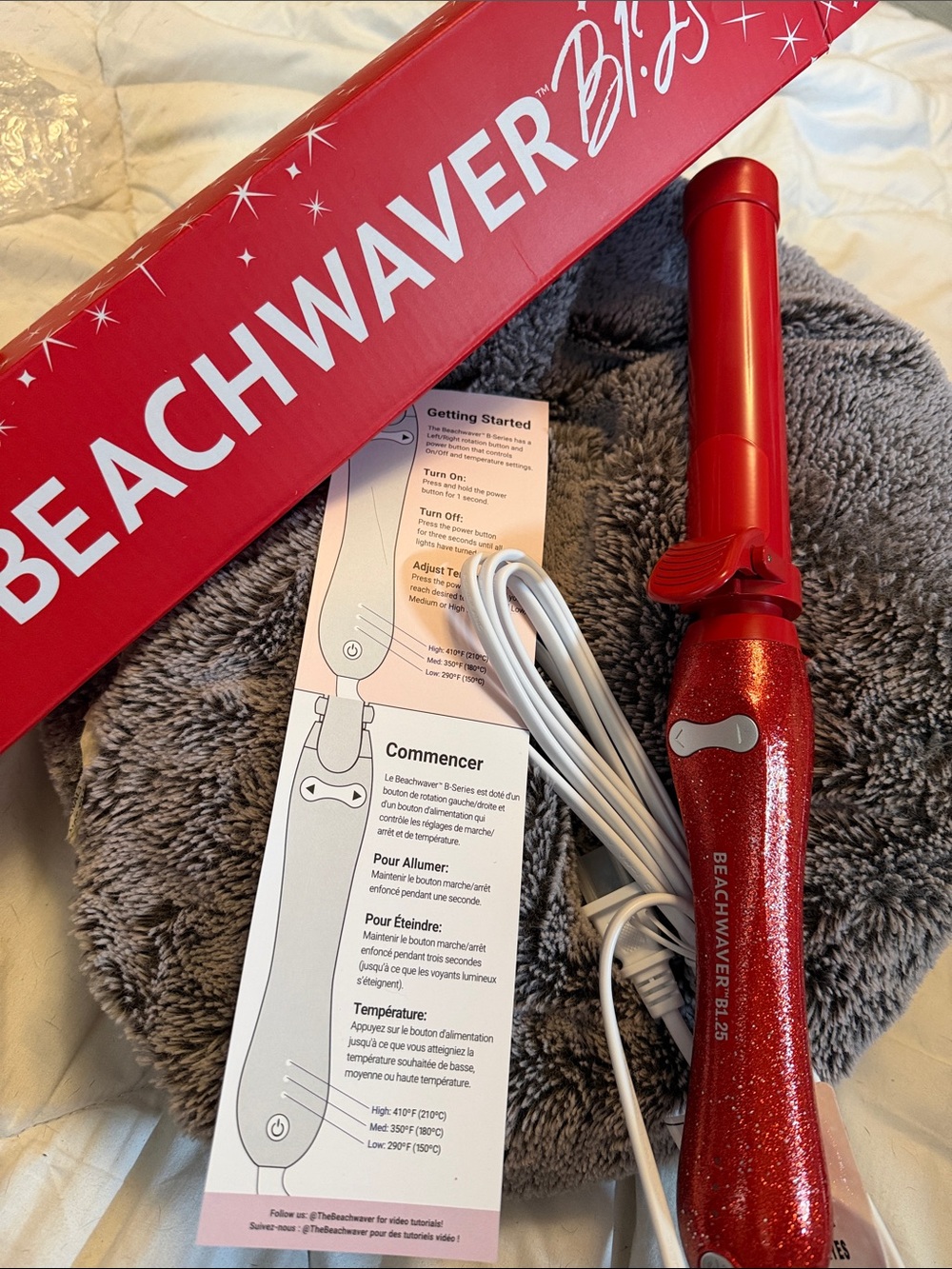 The Beachwaver Co. Red Sparkle Ceramic Curling Iron B1.25